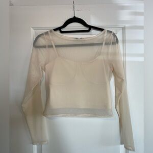 Abercrombie & Fitch Women's Long-Sleeve Mesh Corset Top (size: M)
